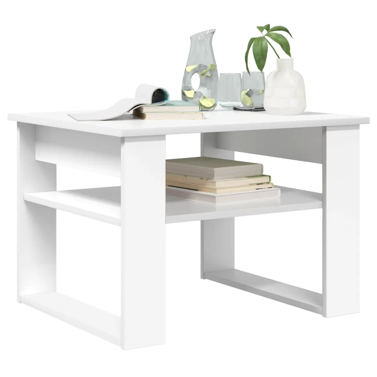 Coffee Table with Storage White Rectangular Modern Living Room Accent Furniture