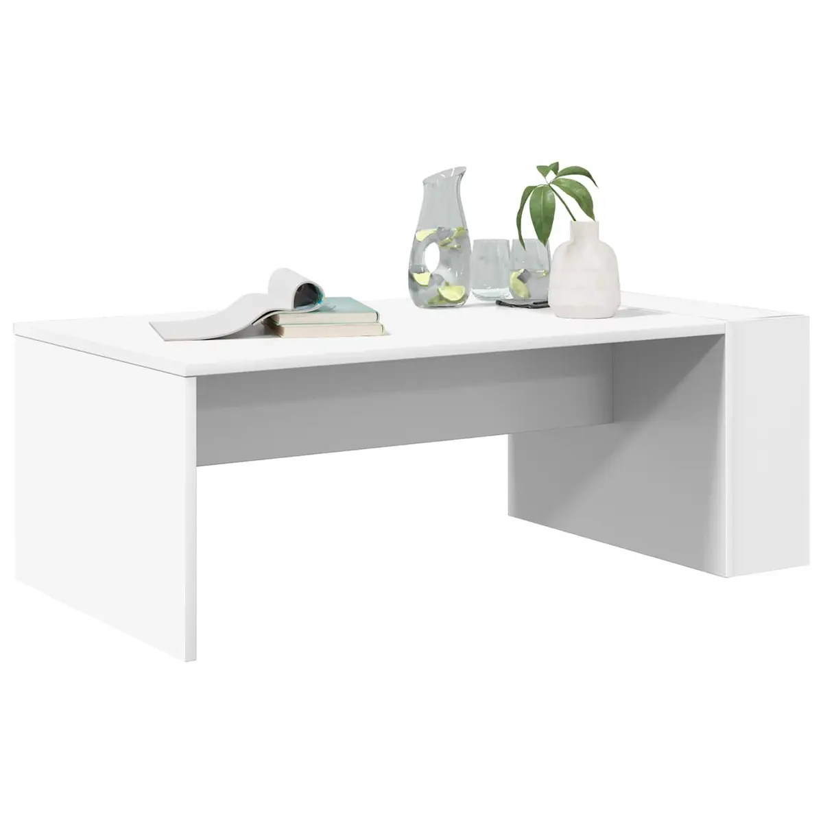 White Coffee Table Rectangular Modern Living Room Accent Furniture 95x50x34cm
