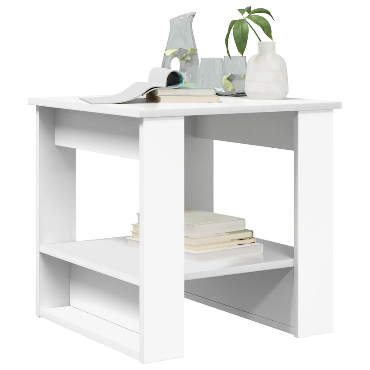 Coffee Table White Rectangular Modern Living Room Accent Engineered Wood