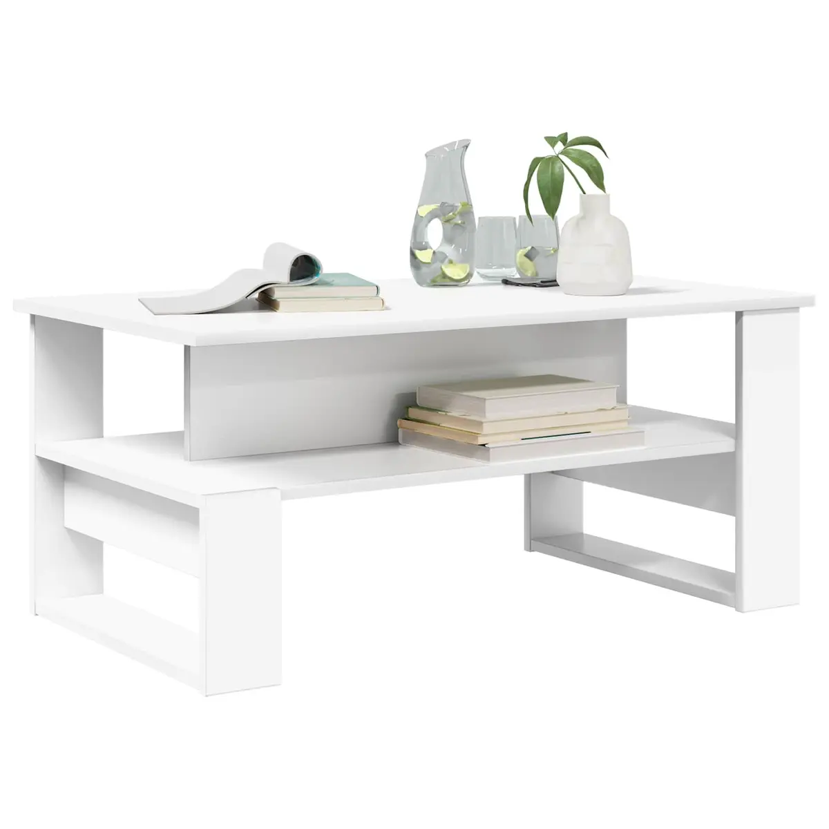 Coffee Table Engineered Wood Rectangular White Indoor Living Room