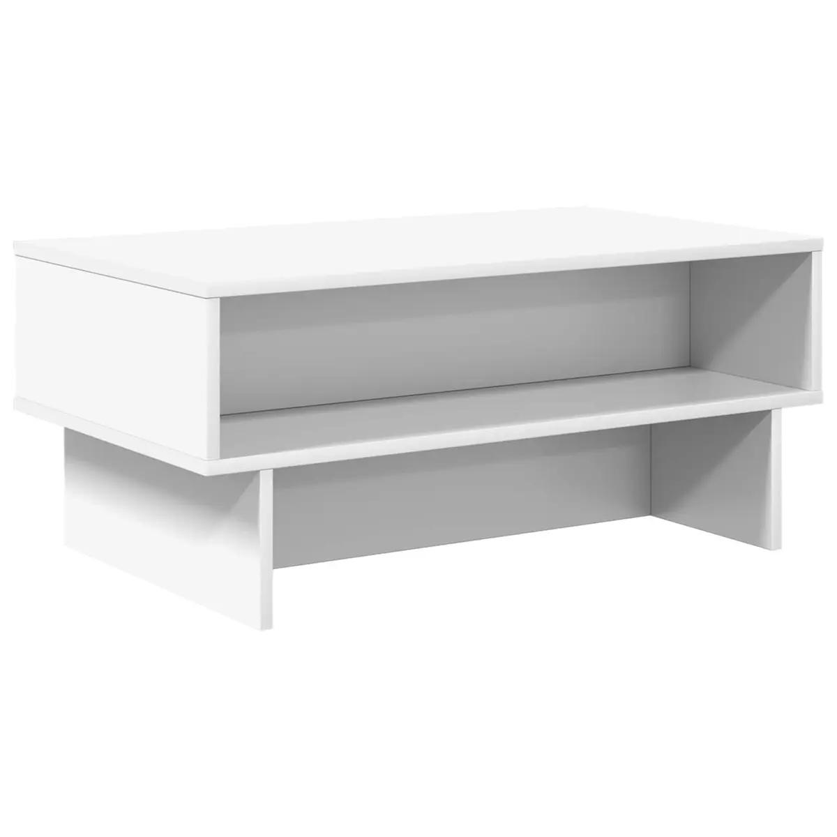 Coffee Table Engineered Wood 80 x 46 x 35 cm White Modern Lounge Living Room Storage Shelves
