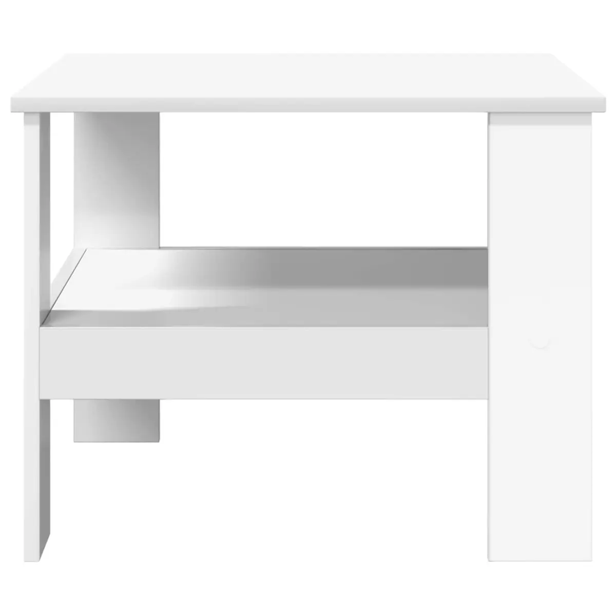 Coffee Table Engineered Wood 57x55x45cm White Modern Living Room Furniture with Storage Shelves