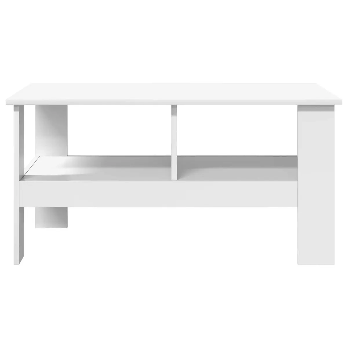 Coffee Table Engineered Wood Large White Storage Shelves