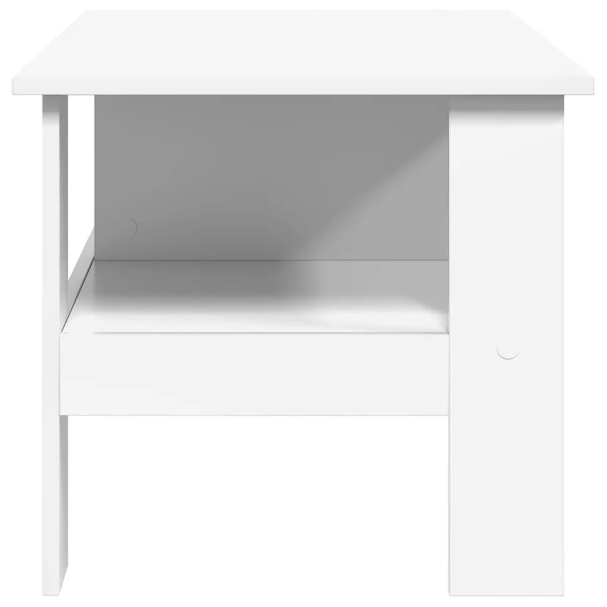 Coffee Table Engineered Wood Large White Storage Shelves