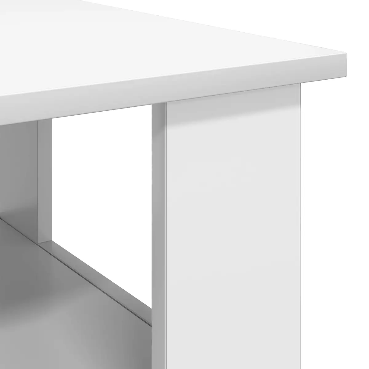 Coffee Table Engineered Wood Large White Storage Shelves
