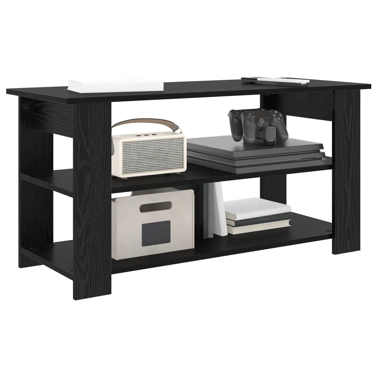TV Stand Engineered Wood Minimalist Black Oak 100x40x50cm Modern Media Console