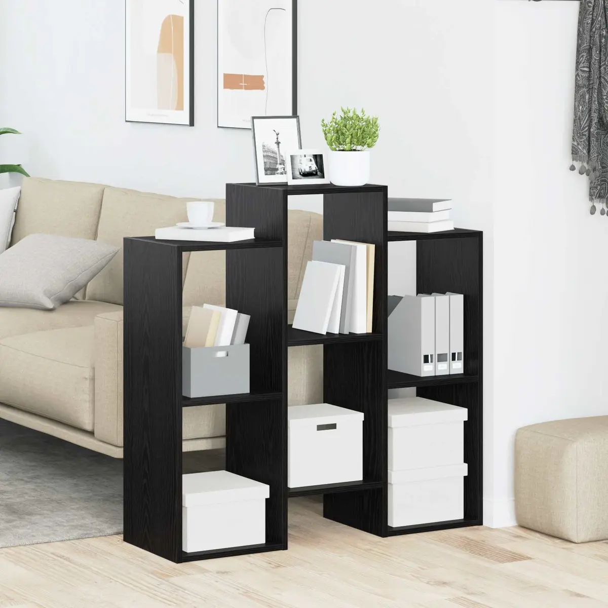 Sideboard Engineered Wood 90 x 30 x 90 cm Black Modern Storage Cabinet Living Room Furniture