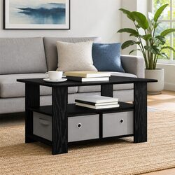 Functional Black Coffee Table with Ample Storage
