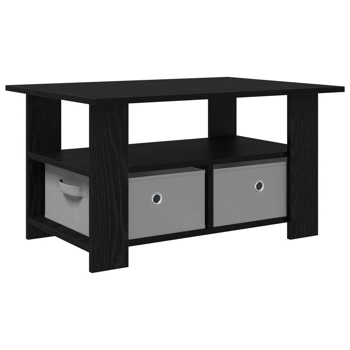 Coffee Table Engineered Wood Rectangular Black with Storage Drawers