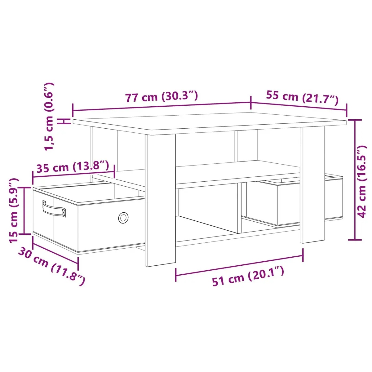 Coffee Table Engineered Wood Rectangular Black with Storage Drawers