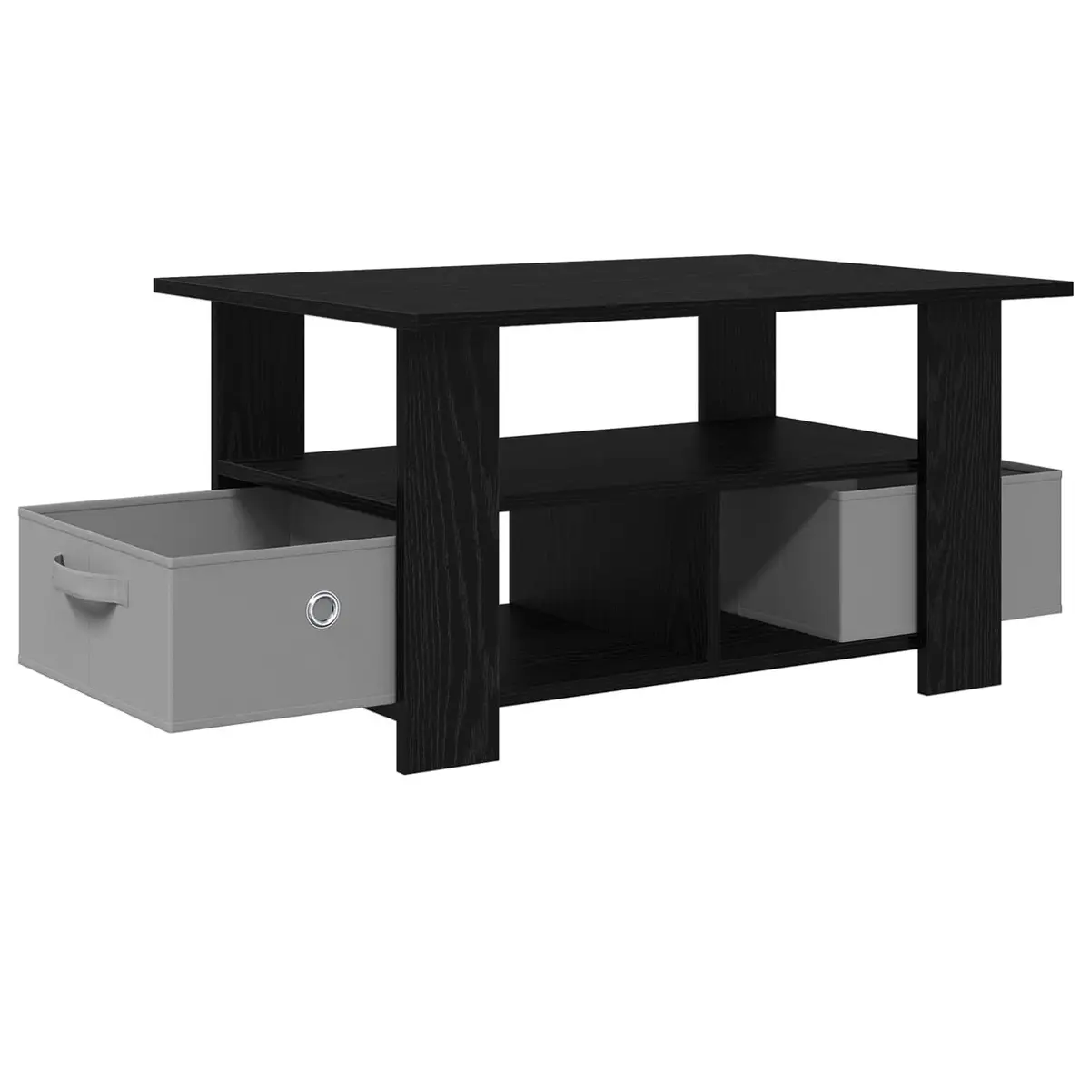 Coffee Table Engineered Wood Rectangular Black with Storage Drawers