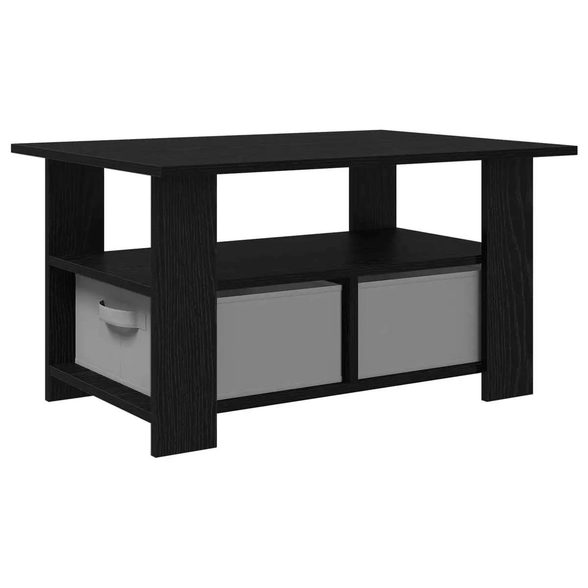 Coffee Table Engineered Wood Rectangular Black with Storage Drawers
