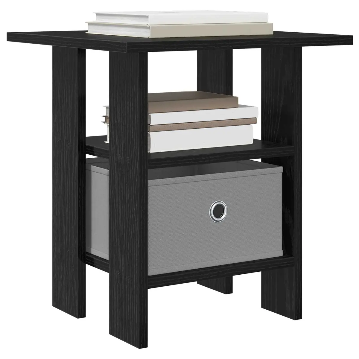 Bedside Table Engineered Wood 41 x 40 x 45 cm Black 2 pcs Modern Storage Drawer
