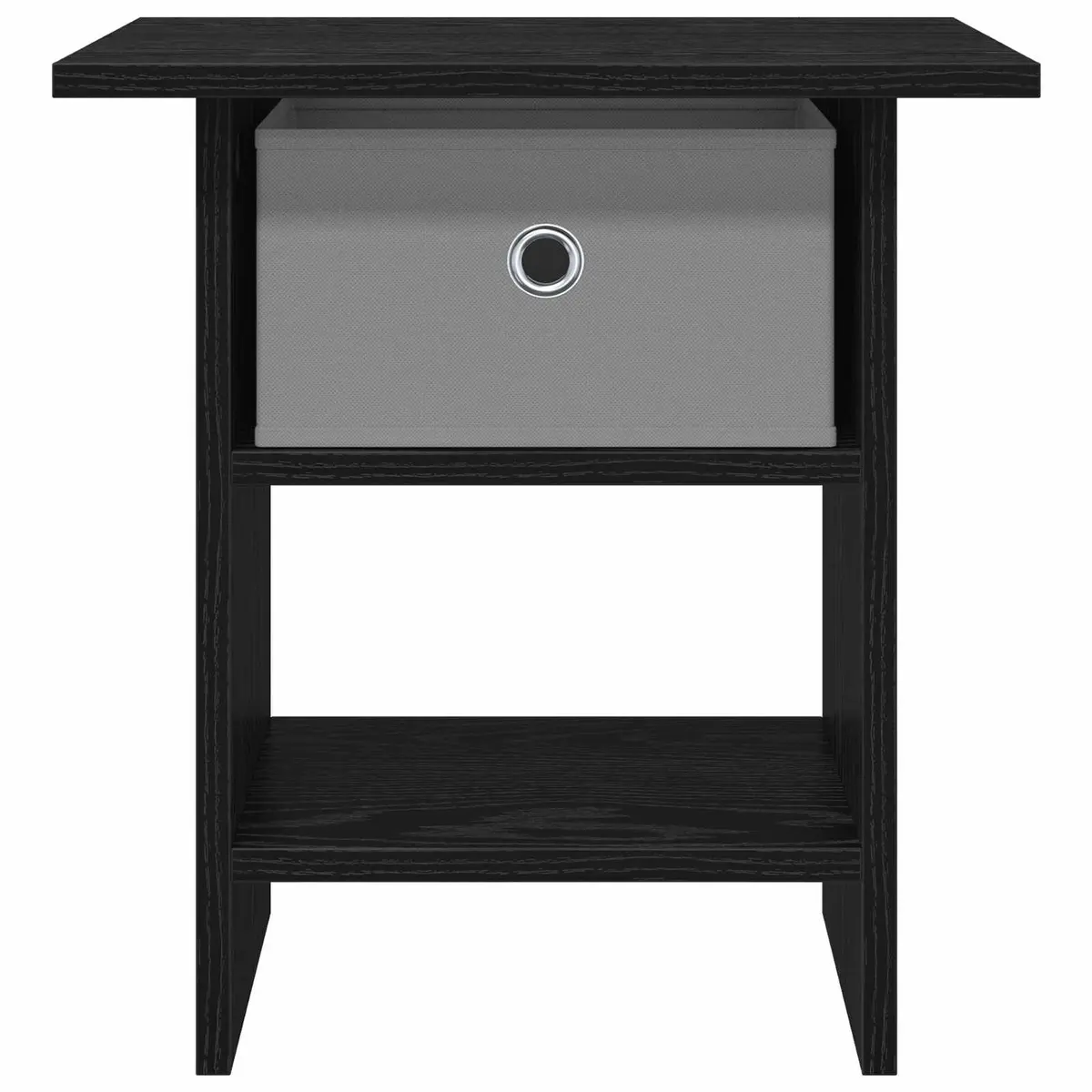 Bedside Table Engineered Wood Compact Black 2 Piece Storage Nightstand