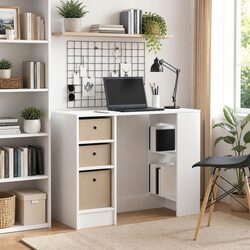White Desk Rectangular Writing Study Table Home Office Engineered Wood Furniture