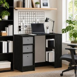 Practical Black Oak Desk for Home Use