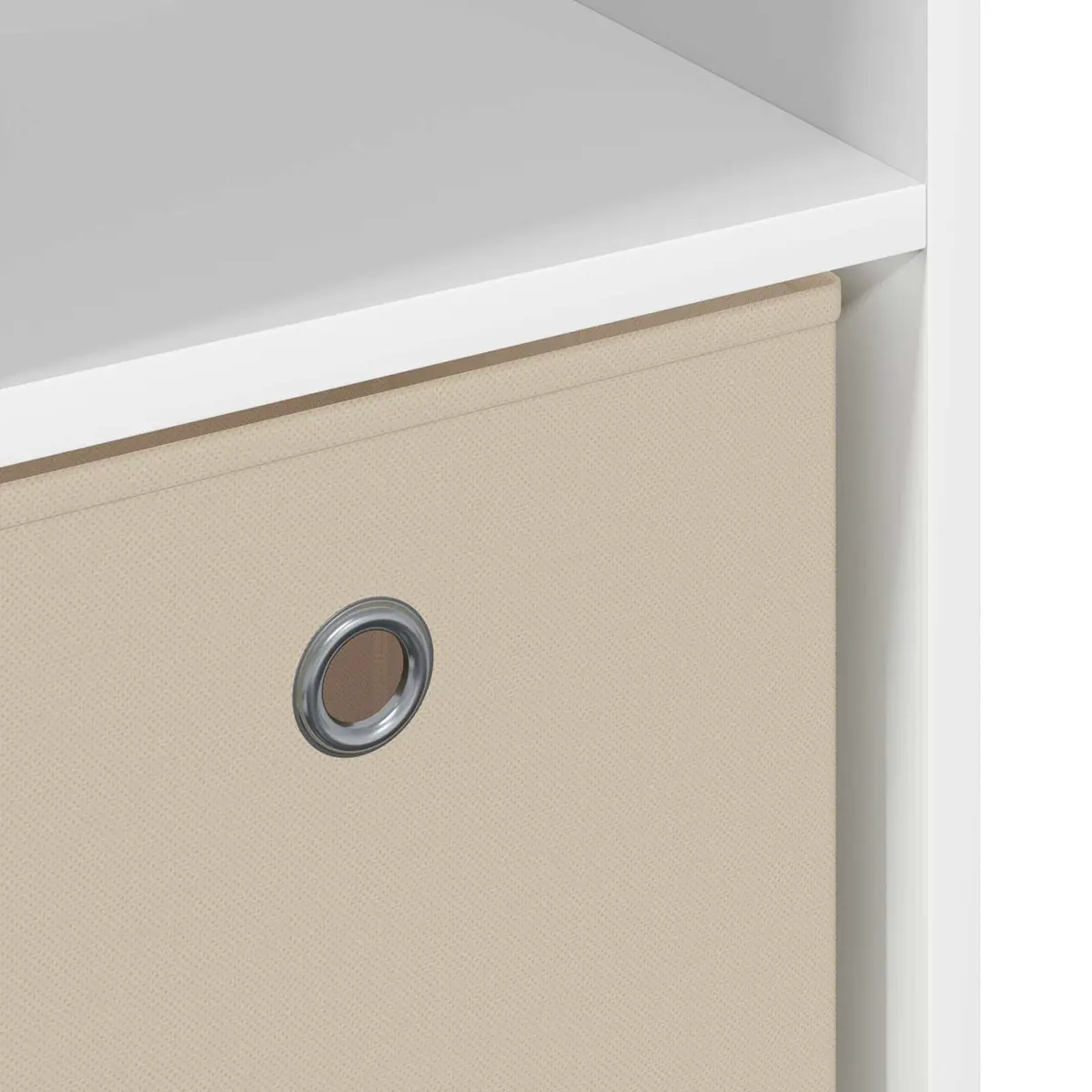 White Storage Cabinet Engineered Wood 88.5 x 29 x 84.5 cm Modern Sideboard with Recessed Handle and Adjustable Shelves for Living Room