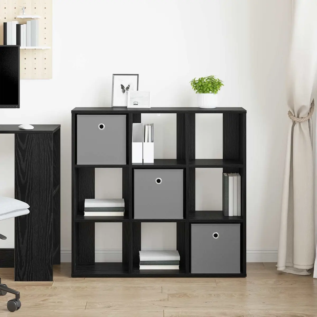 Sideboard with Drawer Black Oak Storage Cabinet Living Room Furniture 88.5 x 29