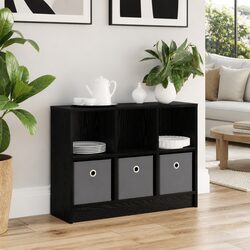 Black Sideboard with Drawer Modern Storage Cabinet Engineered Wood Living Room