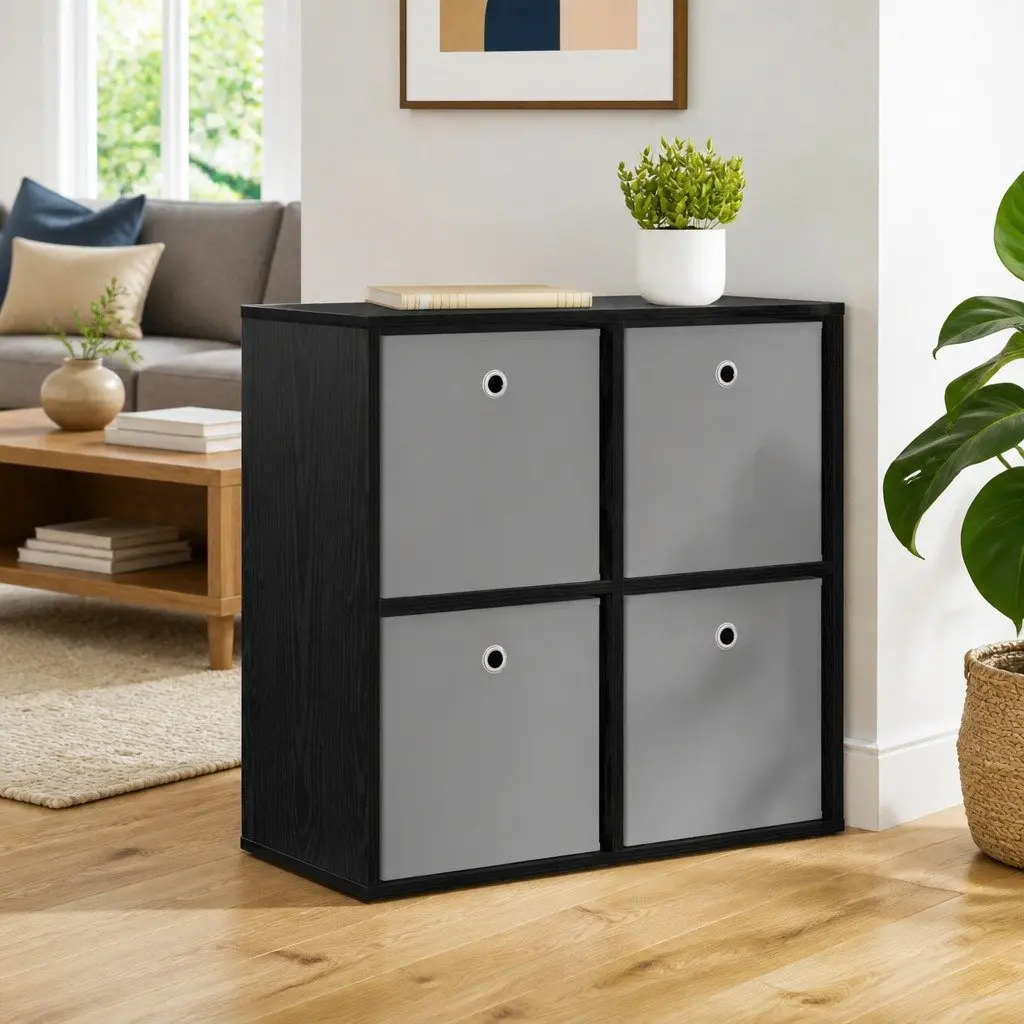 Sideboard Engineered Wood Black 68.5 x 32 x 67 cm Storage Cabinet Modern Living Room Buffet Shelves