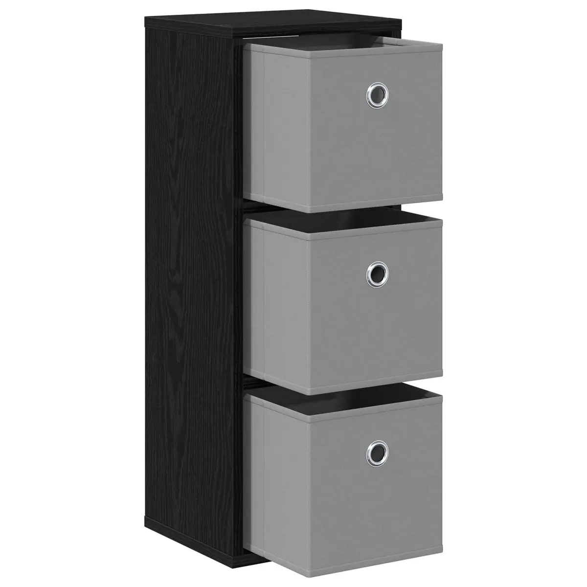 Sideboard Engineered Wood Black Oak Modern Storage Cabinet 25.5 x 22 x 69.5 cm