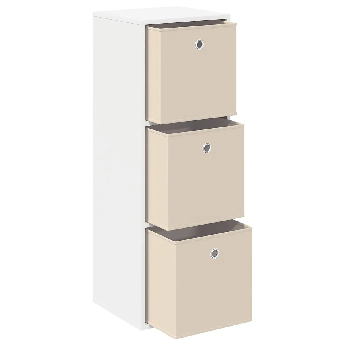 Sideboard Engineered Wood 35 x 32 x 99.5 cm White Modern Storage Cabinet
