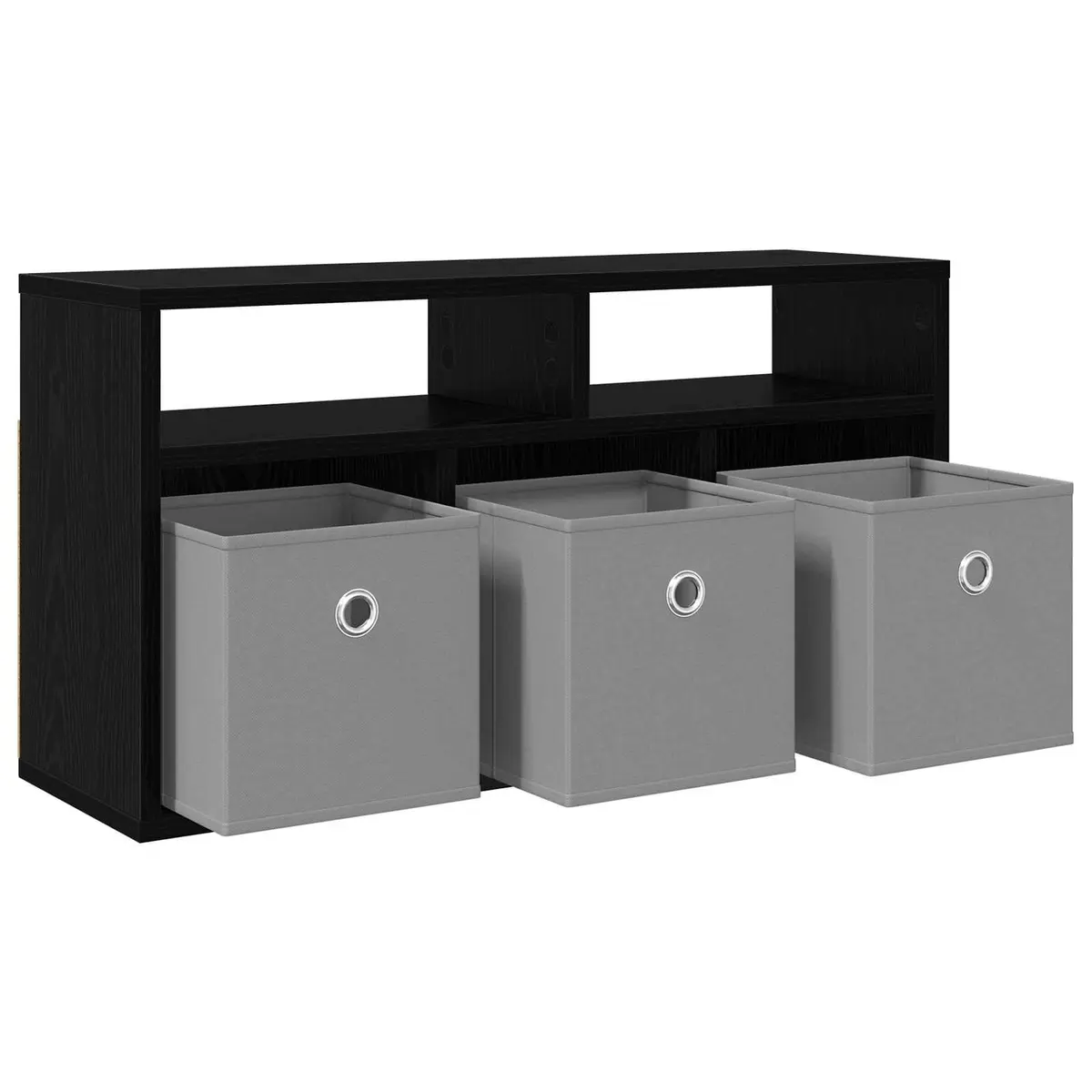 Lowboard Storage Unit Engineered Wood Black Oak Modern 72x22.5x38cm