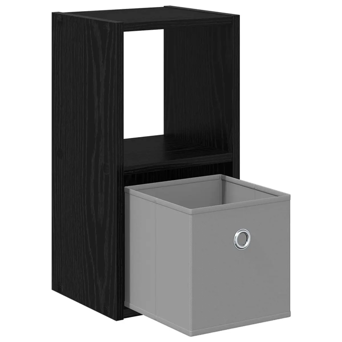 Bedside Table Engineered Wood 25.5 x 22 Black Modern Nightstand with Drawer