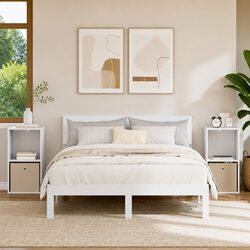 Functional 2-Piece White Bedside Table Set