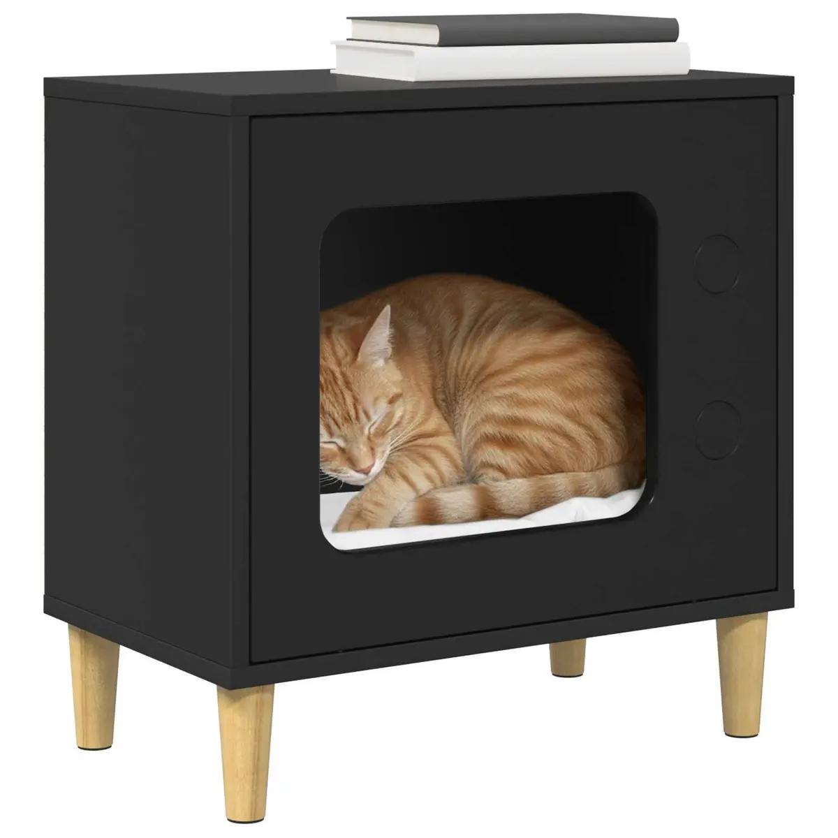 Cat House Engineered Wood Modern Black 51 x 30 x 52 cm