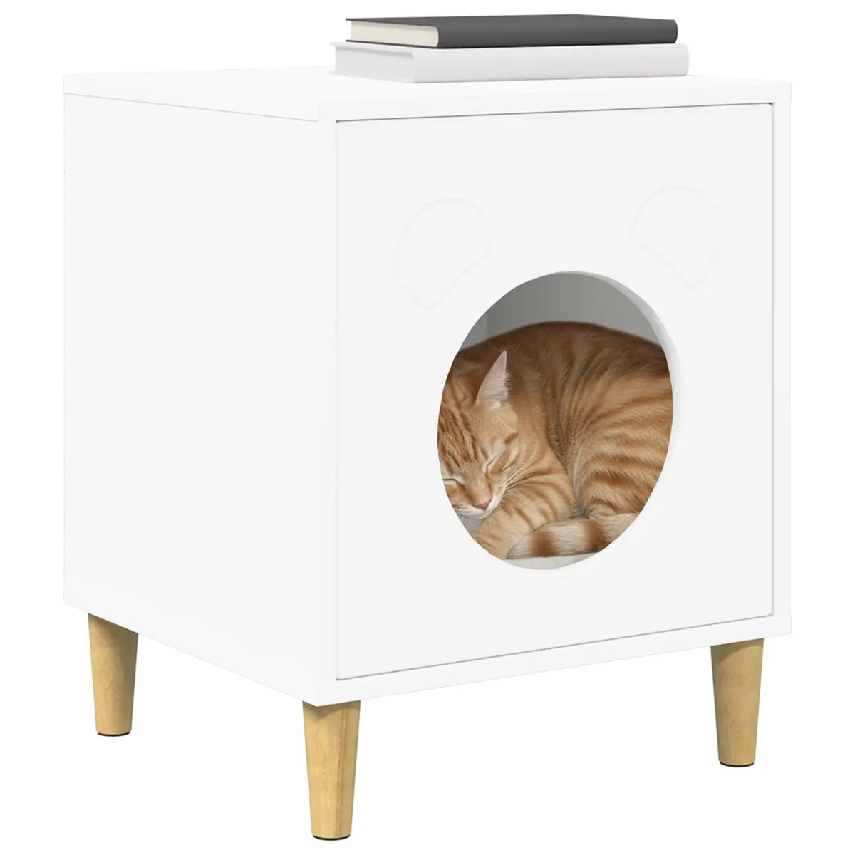 Cat House Indoor Modern Rectangular Engineered Wood Pet Furniture White