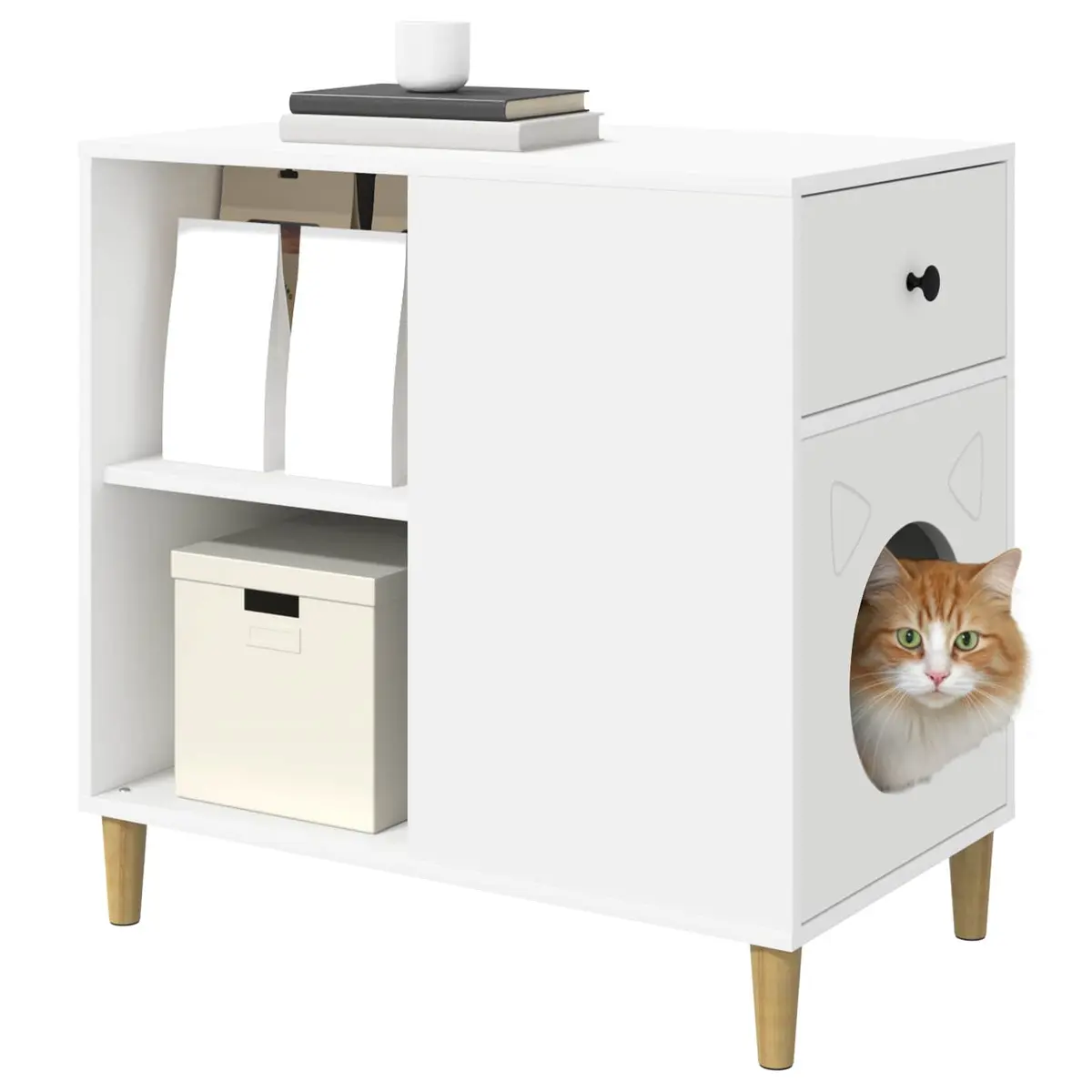 Cat House Engineered Wood Indoor White Hideaway Shelter