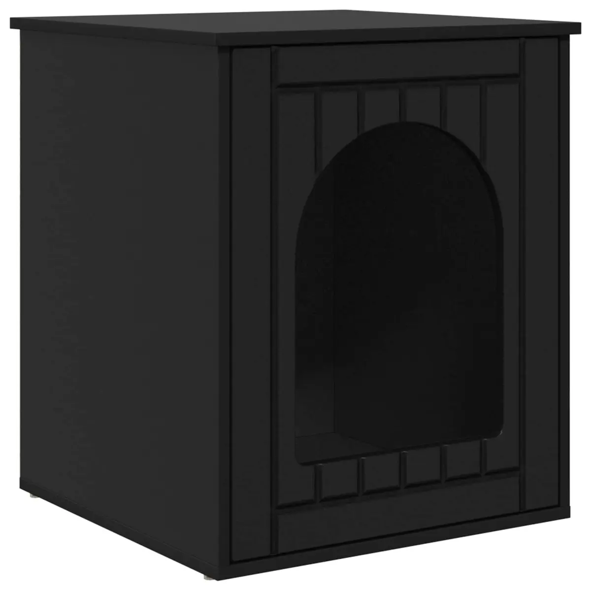 Modern Cat House Black Indoor Pet Furniture Engineered Wood Hideaway Bed