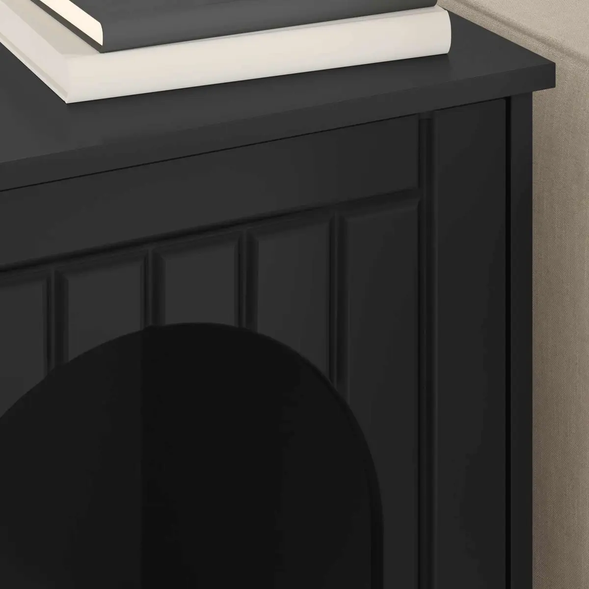 Modern Cat House Black Indoor Pet Furniture Engineered Wood Hideaway Bed