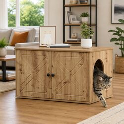 Cat House Modern Hideout Indoor Pet Furniture Brown Engineered Wood 85x55x50cm