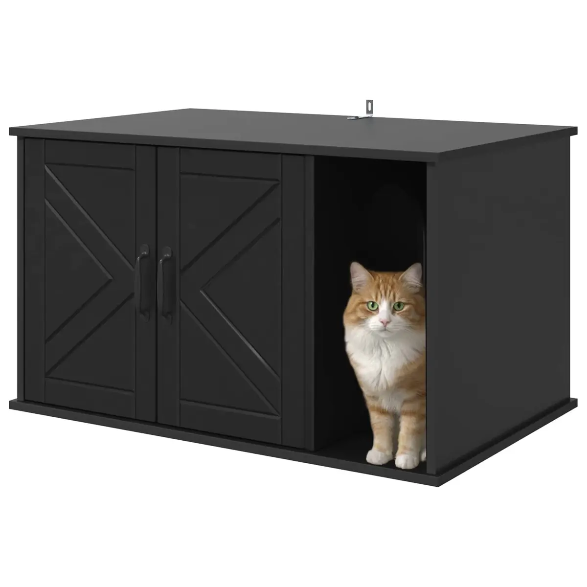 Cat House Engineered Wood Rectangular Black Indoor Furniture