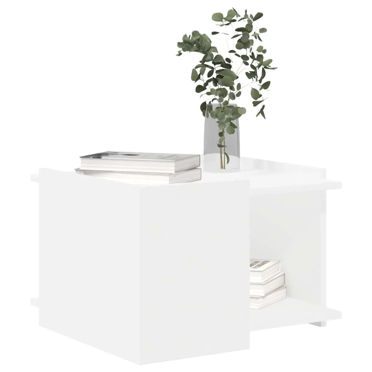 Coffee Table Engineered Wood 50.5 x 50 x 33 cm White Modern Storage Lounge Living Room Furniture