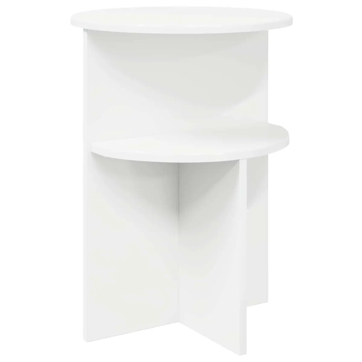 Side Table Engineered Wood Round White Modern Accent 39.5 cm