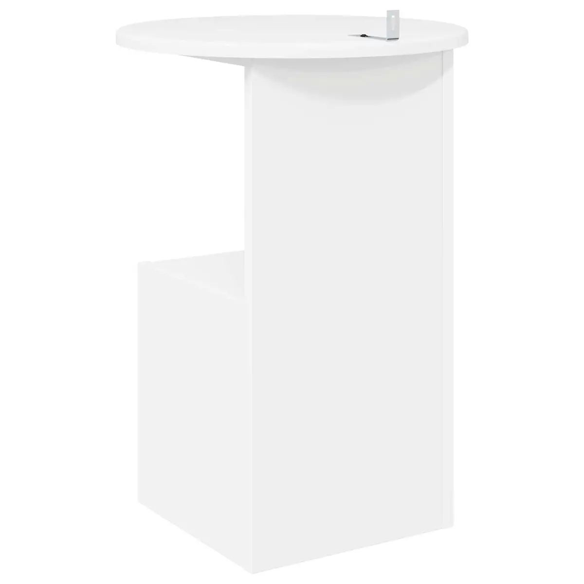 White Engineered Wood Side Table Modern Accent Coffee Table 39.5cm Diameter 55cm Height Living Room Bedroom