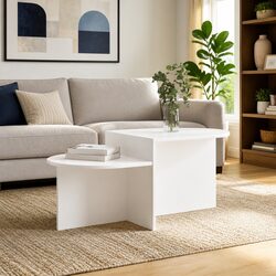 Practical White Coffee Table 100 x 50 x 40 cm for Everyday Use