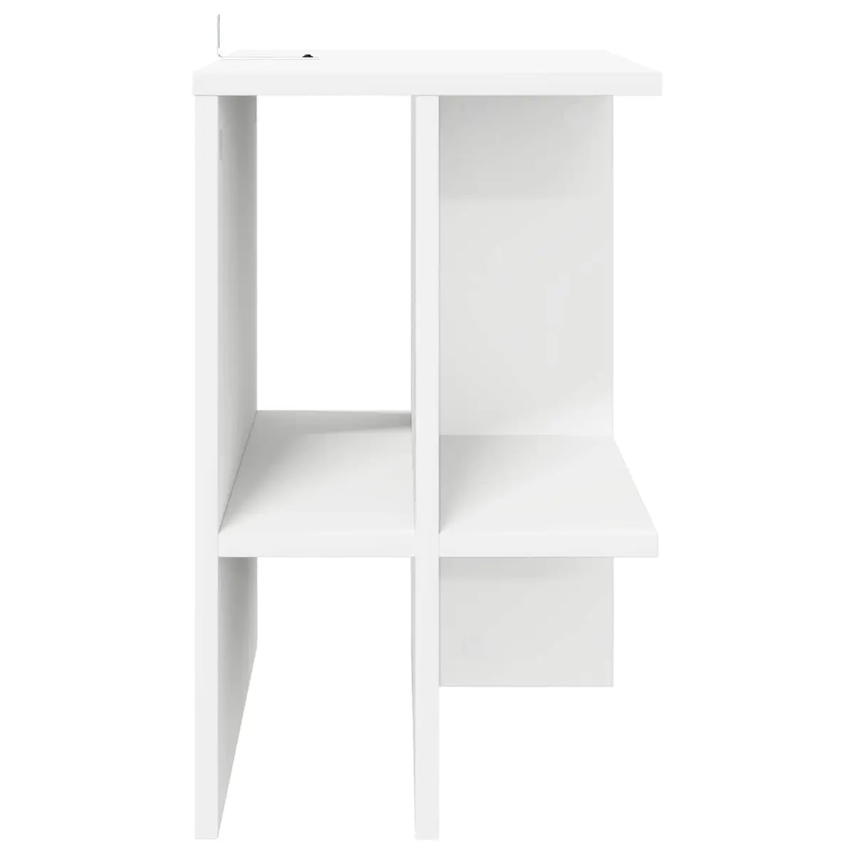 Coffee Table Engineered Wood White Modern 40 x 30 x 49 cm with Storage Shelves