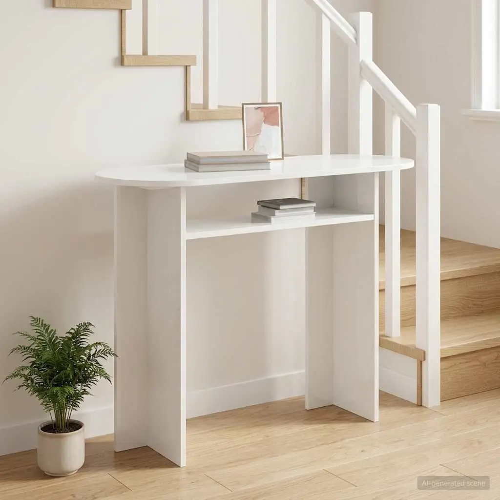 Console Table Engineered Wood 100cm White Modern Accent Hallway Entryway Display