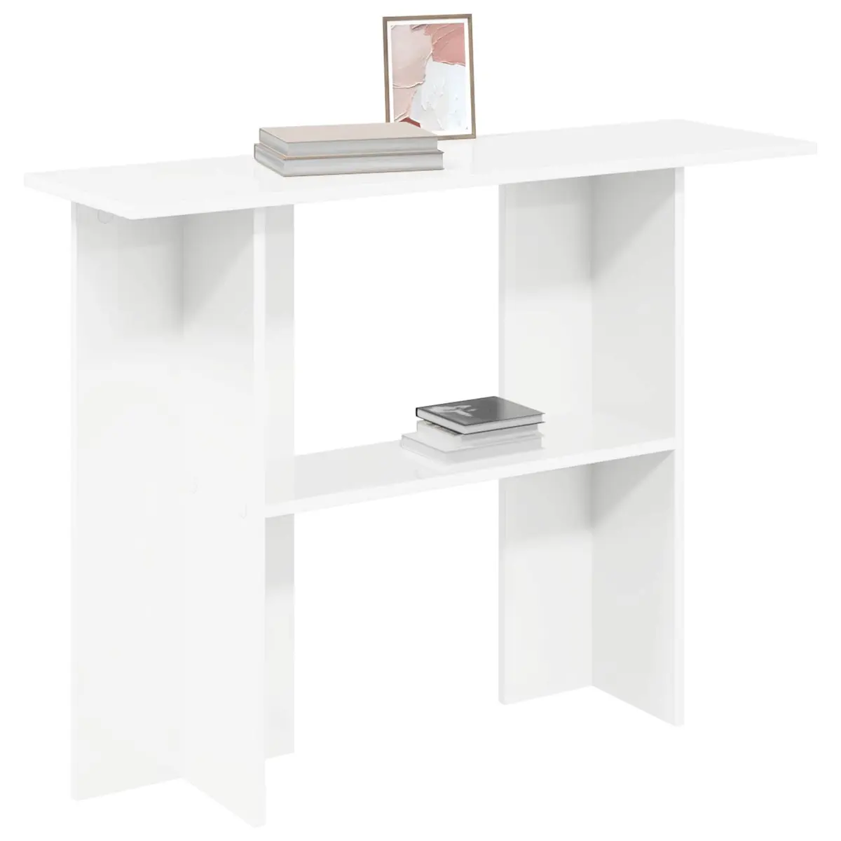 Console Table Engineered Wood 100cm x 30cm x 75cm White Polished for Hallway Entryway Living Room