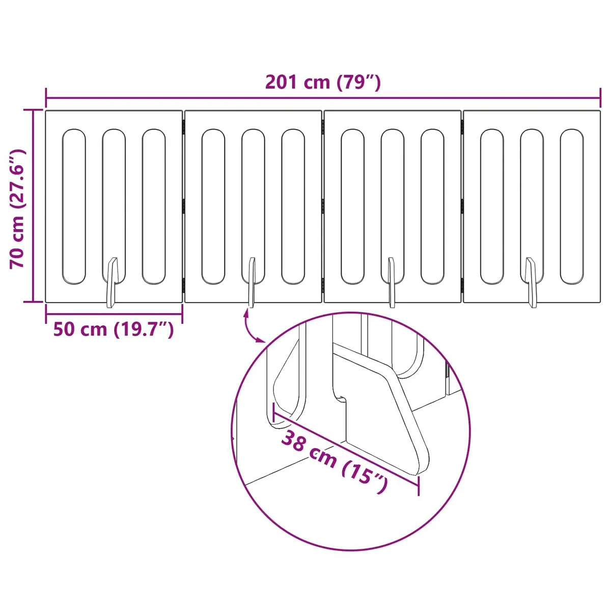 Indoor Dog Playpen Barrier 4 Panel Adjustable Folding Fence White Engineered Wood 201 x 38 x 70 cm