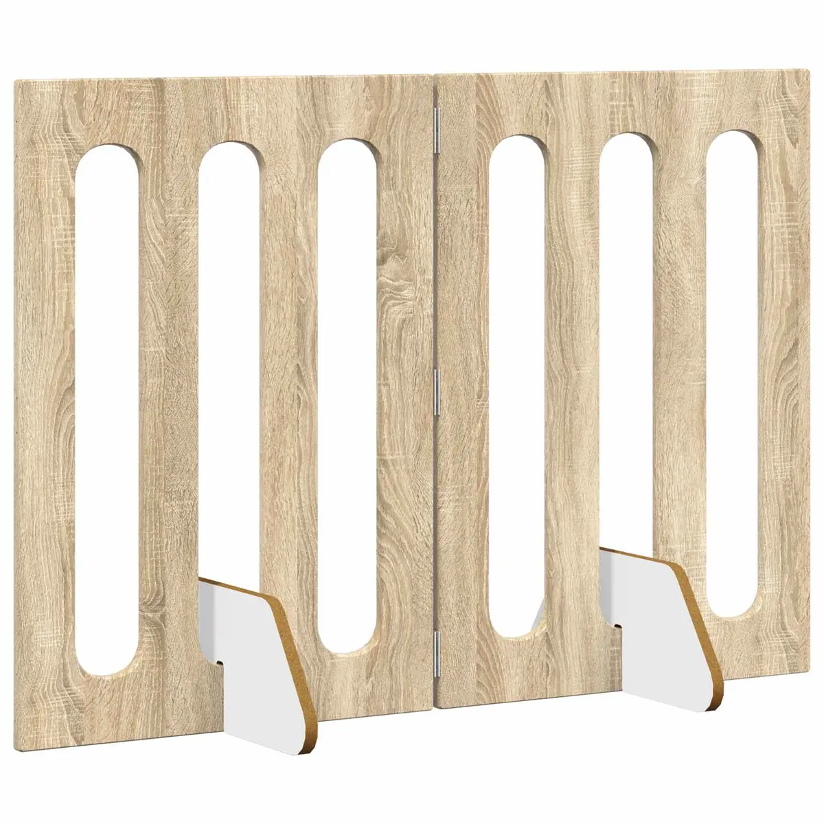 Indoor Dog Barrier Folding Pet Fence 2 Piece Adjustable Panel Gate Engineered Wood Brown