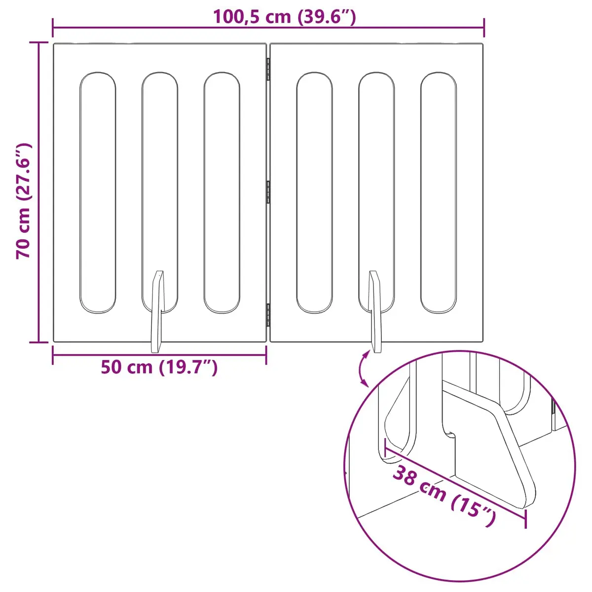Indoor Dog Barrier Folding Pet Fence 2 Piece Adjustable Panel Gate Engineered Wood Brown