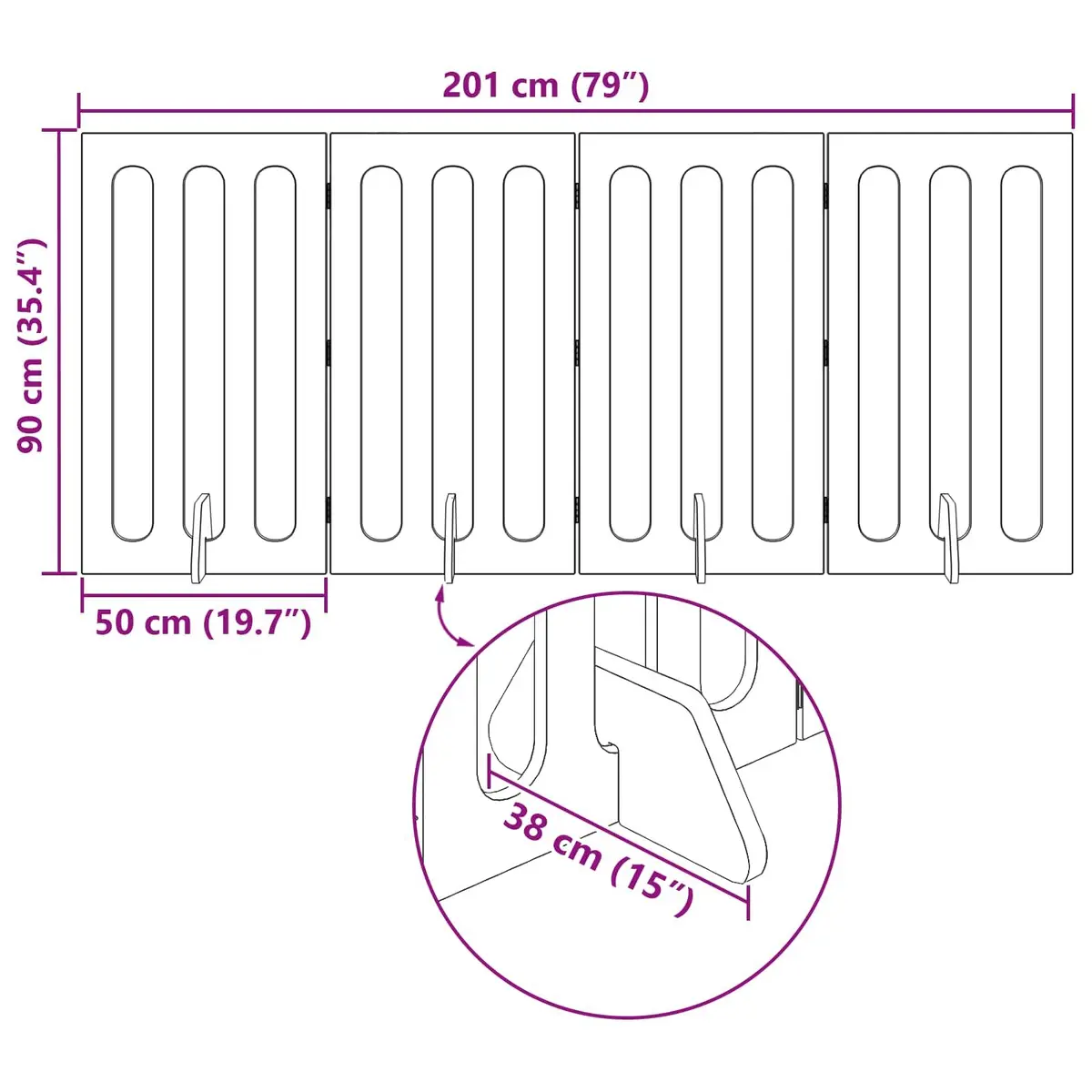 Folding Pet Fence Engineered Wood 4 Panels White Indoor Dog Barrier Room Divider Gate
