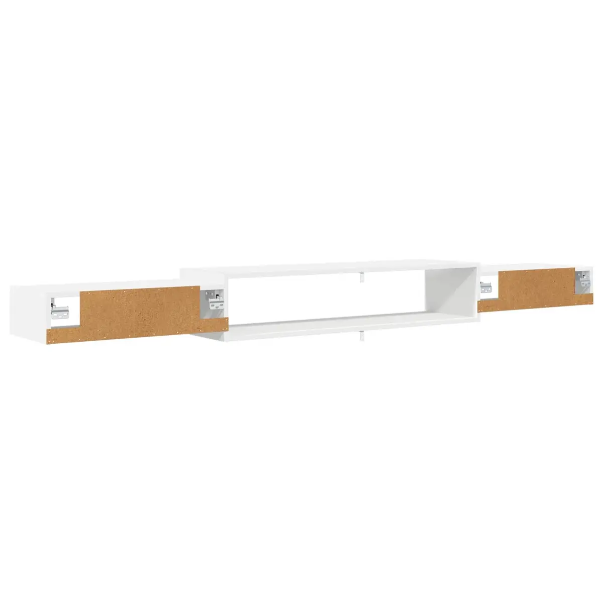 Wall-Mounted TV Cabinet Engineered Wood 220x28x21cm White Shelving Unit Open Storage