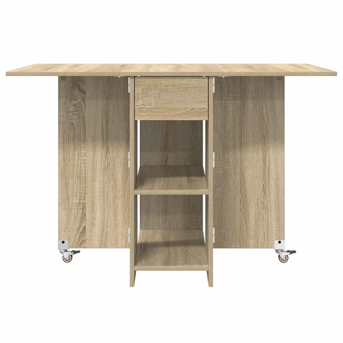 Dining Table Engineered Wood 115x70x75cm Sonoma Oak Folding Top Storage Shelves