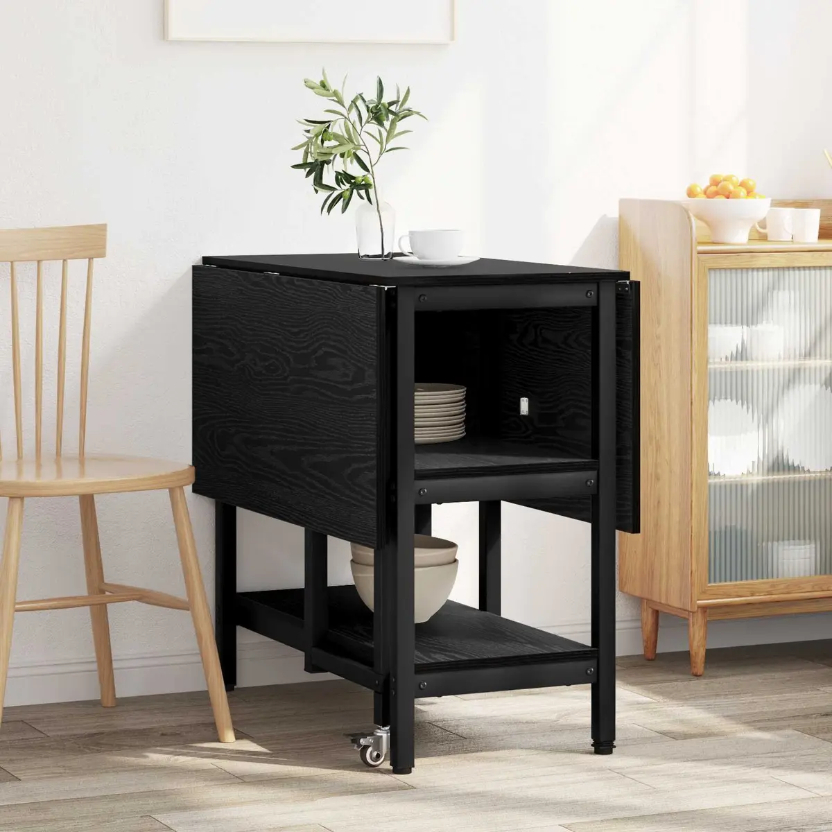 Dining Table Engineered Wood 122x80x76.5cm Black Oak Rectangle